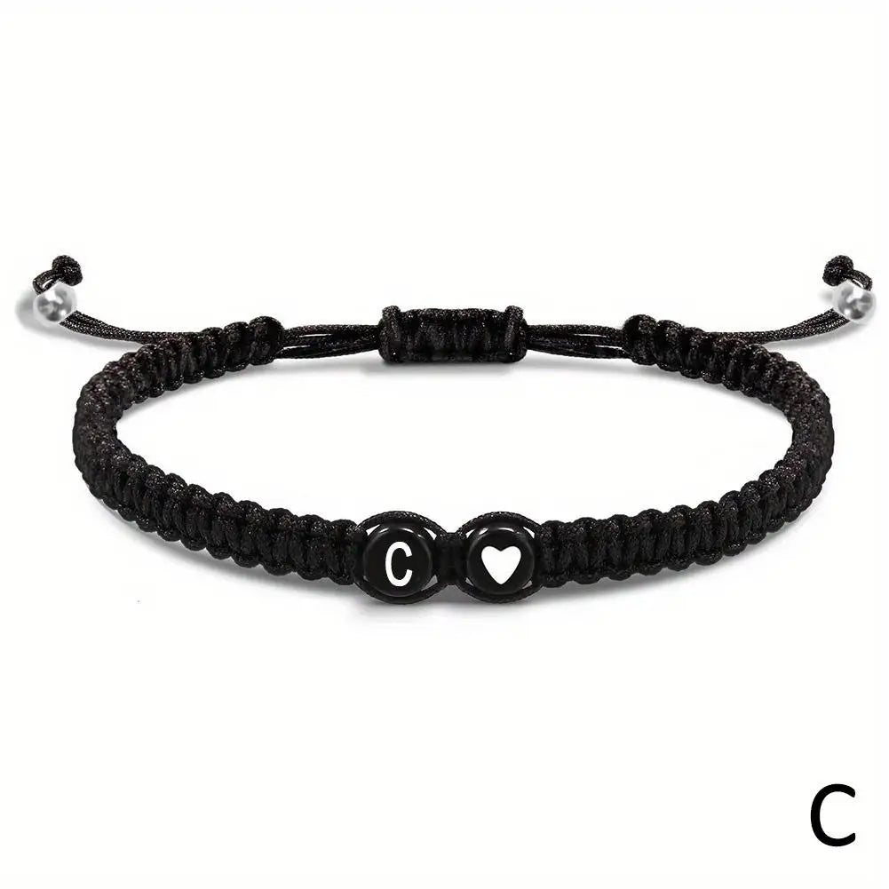 Buchstabe Initiale Herzschnur Armband Handseil gewebtes Armband Freundin Armband Paar Armband A-Z Name geflochtene Armbänder