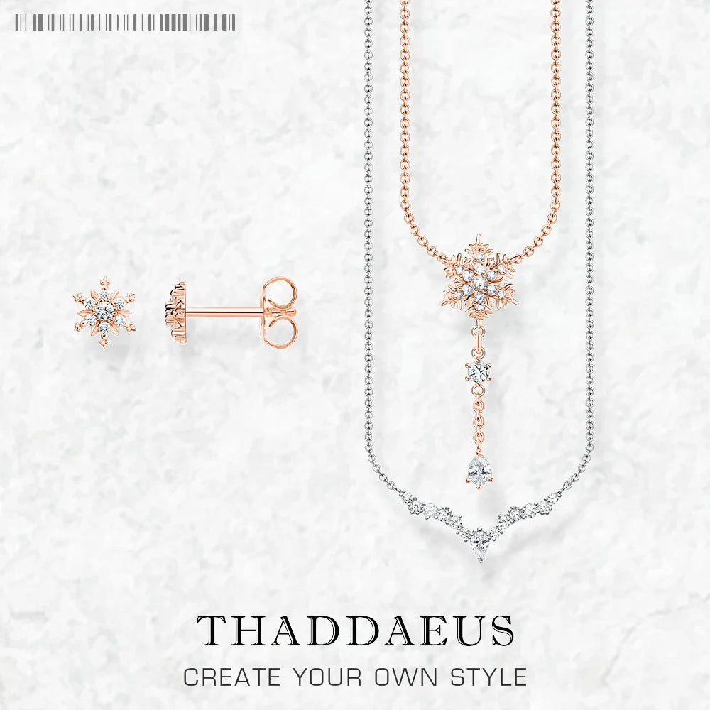 Schneeflocken-Halskette und Ohrring-Schmuckset für den Winter, brandneues 925er-Sterlingsilber, romantisches Geschenk für Frauen