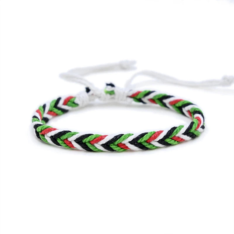 Geometrisches gepunktetes Palästina-Armband für Männer und Frauen, mehrfarbiges Handgeflecht, arabischer Stil, Gaza-Flagge, Schmuckzubehör