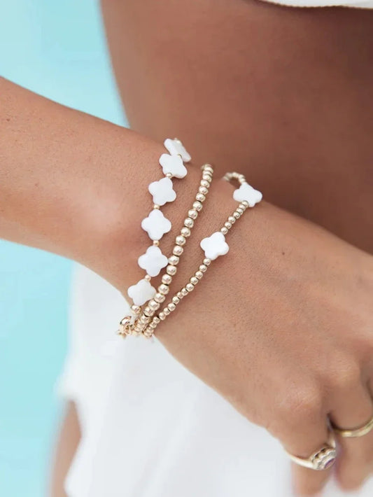 CCGOOD Natürliches Muschel-Blumen-Armband für Frauen, Boho-Schmuck, vergoldet, 18 Karat Perlen, Armbänder, Perlen, Perlmutt-Pulseras