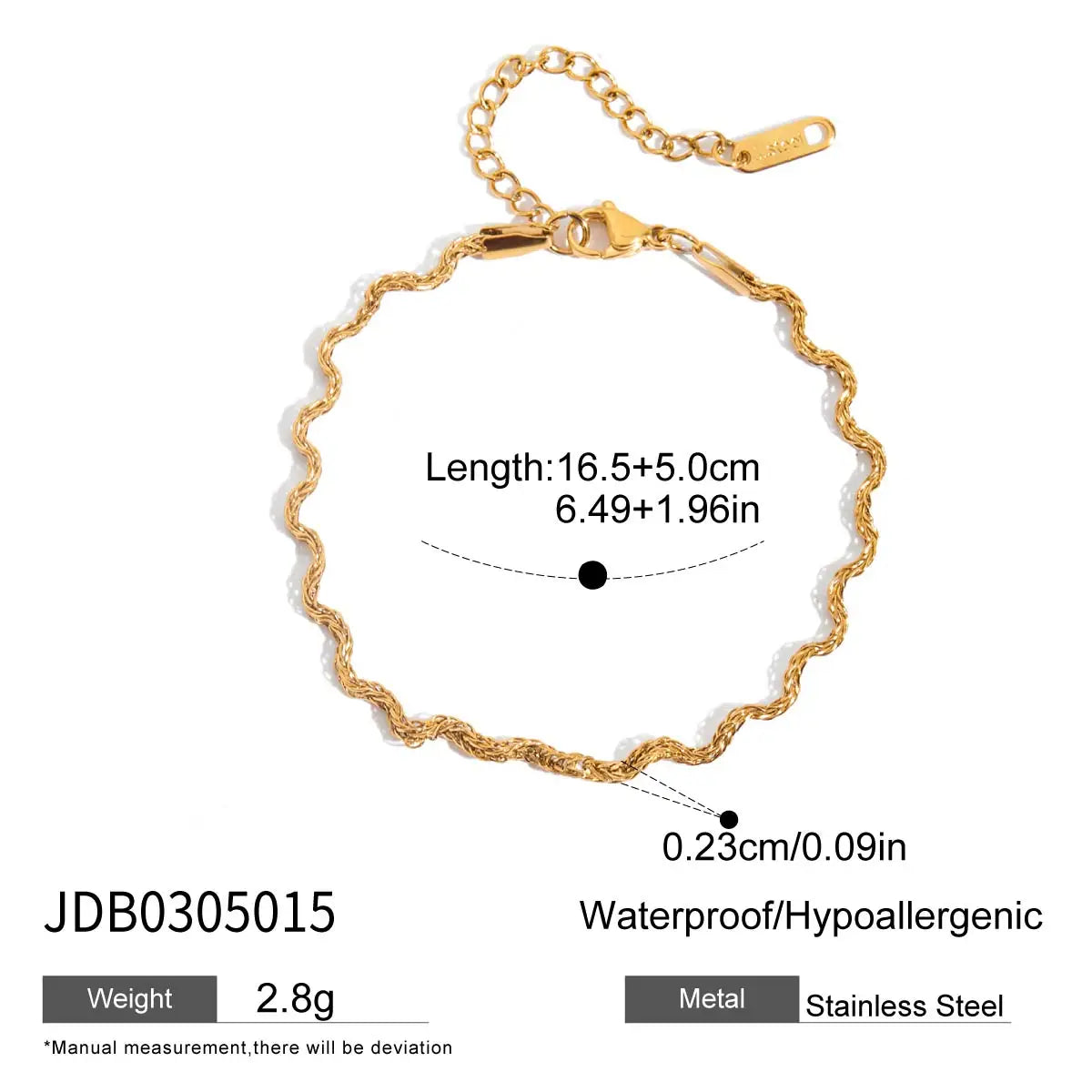 Zora Damen-Armband, schlicht, modisch, gewellt, hohles Herz-Design, Basic-Edelstahl-Kettenarmband, 18 Karat vergoldet, wasserdichter Schmuck