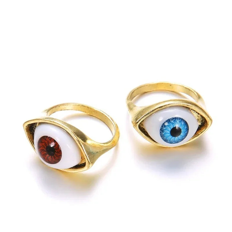 Gothic übertriebene Legierung Geometrie Punk Retro Persönlichkeit Schmuck braun Mode schicke Ringe blauen Stil Mode heißes Geschenk