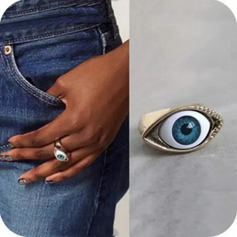 Gothic übertriebene Legierung Geometrie Punk Retro Persönlichkeit Schmuck braun Mode schicke Ringe blauen Stil Mode heißes Geschenk