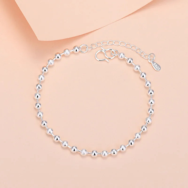 Charm-Armband aus 925er-Sterlingsilber mit Glücksperlen für Damen, Kette, runde Armreifen, modischer Luxus-Qualitätsschmuck, Weihnachtsaccessoires