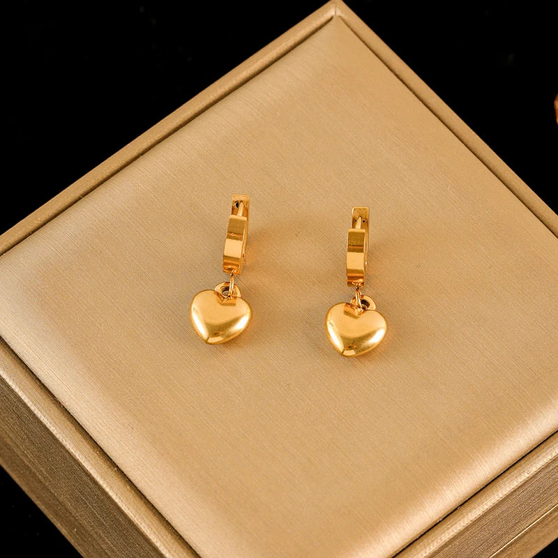 EILIECK 316L Edelstahl Herz Liebe Halskette Armbänder Ohrringe Set Für Frauen Neue Trendy 18K Gold Überzogene Wasserdichte Schmuck