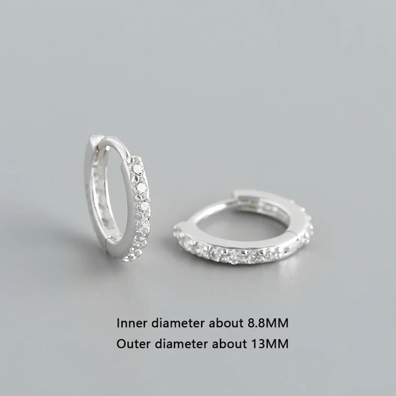 WANTME 925 Sterling Silber Einfache Farbe Zirkon Huggies 8,8mm Ohr Creolen für Frauen Mode Überzogene 18 k Gold Charms schmuck