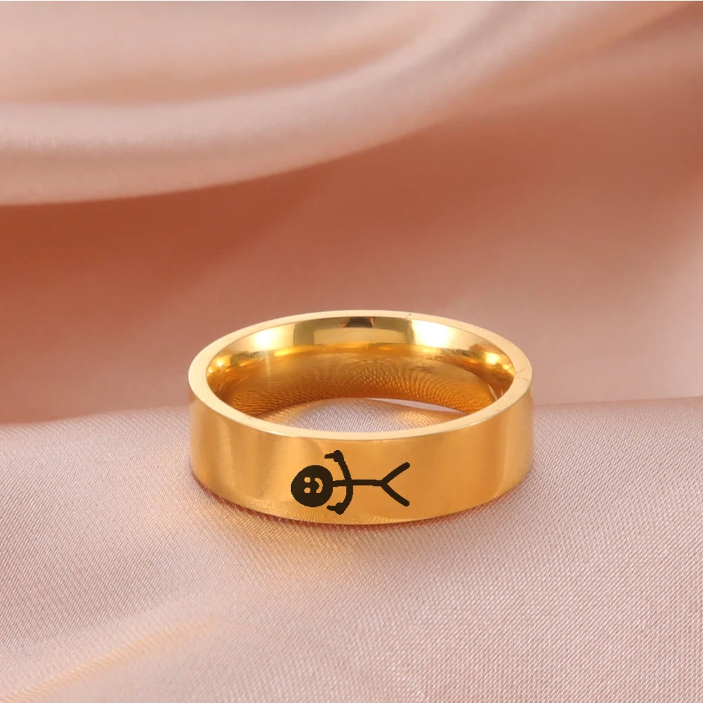 LIKGREAT Edelstahl Mittelfinger Stick man Ring Trend Fuxk Sie Doodle Ringe für Mann Paar einfache Hip Hop Schmuck Geschenk