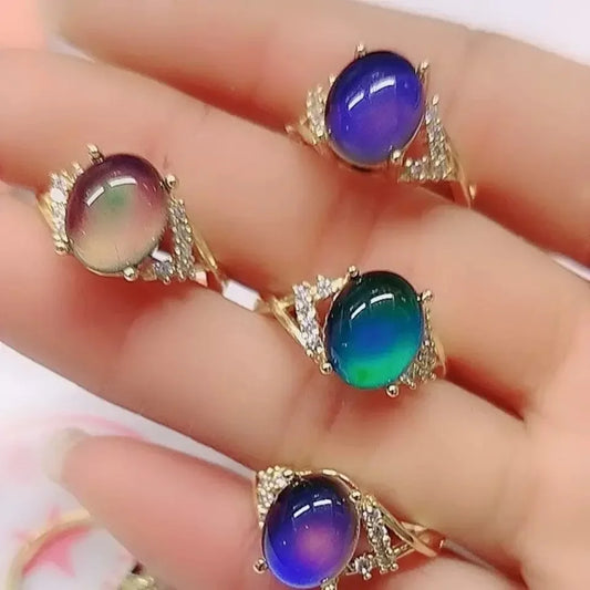 Retro Einstellbare Stimmung Ringe für Männer Frauen Temperatur Control Farbe Oval Mode Schmuck Paare Messen Ändern Farbe Ring