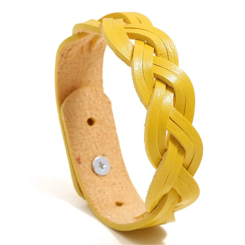 Mode solide geflochtene Twist Leder Armband einfache vielseitige Student Armreifen Punk Snap Armband Schmuck verstellbare Armband