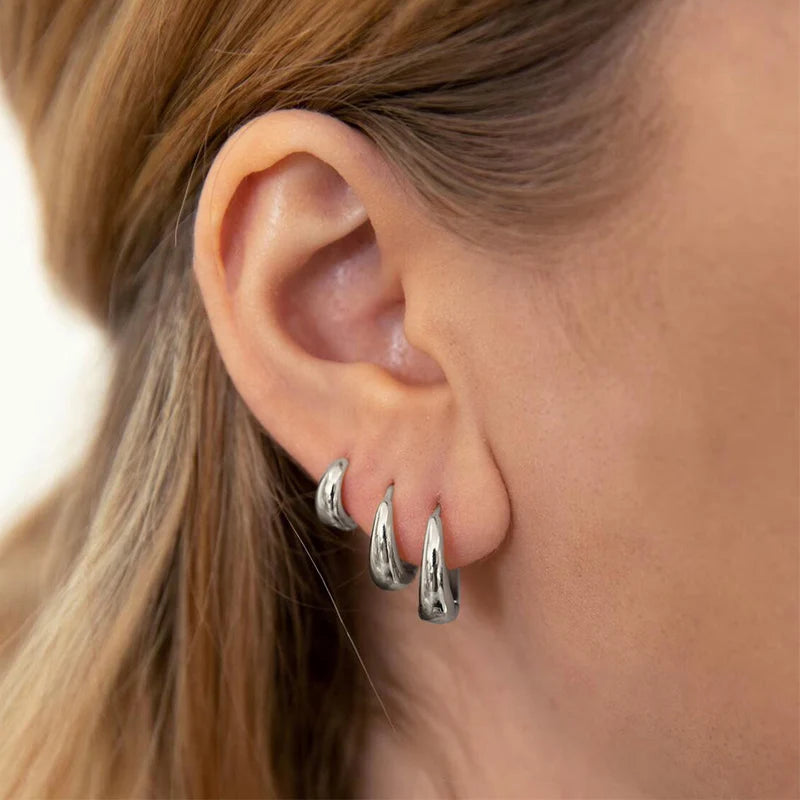 6 teile/satz Edelstahl Minimalistischen Creolen für Frauen Kristall Zirkonia Huggie Kreis Punk Ohrringe Piercing Schmuck Trendy