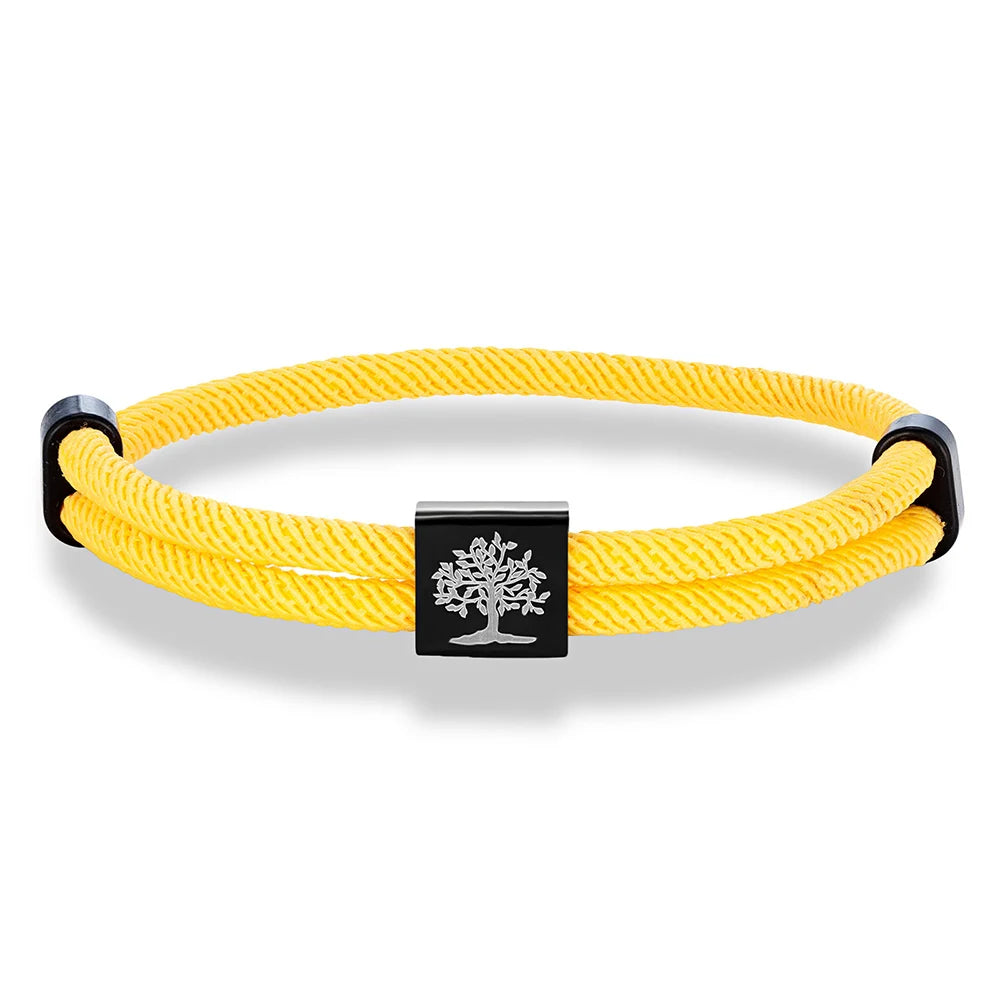 MKENDN Handgefertigtes marineblaues geflochtenes Seilarmband aus Edelstahl. Der Baum des Lebens, quadratische Armbänder für Männer und Frauen, Paarschmuck