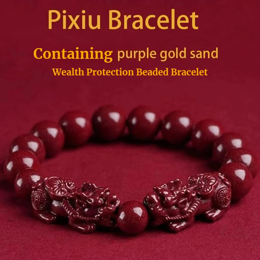 Natürliches Zinnober-Pixiu-Armband, viel Glück, Reichtumsschutz, sicheres Perlenarmband, Transferperlenschmuck, Paar-Geschenke Yng