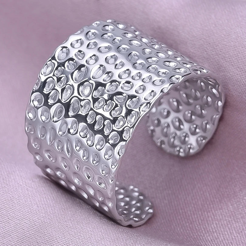 1/2/3 stücke mischen Farbe klobigen breiten Ring offene Edelstahl ringe für Frauen Männer Accessoires unregelmäßige Oberfläche kpop Modeschmuck