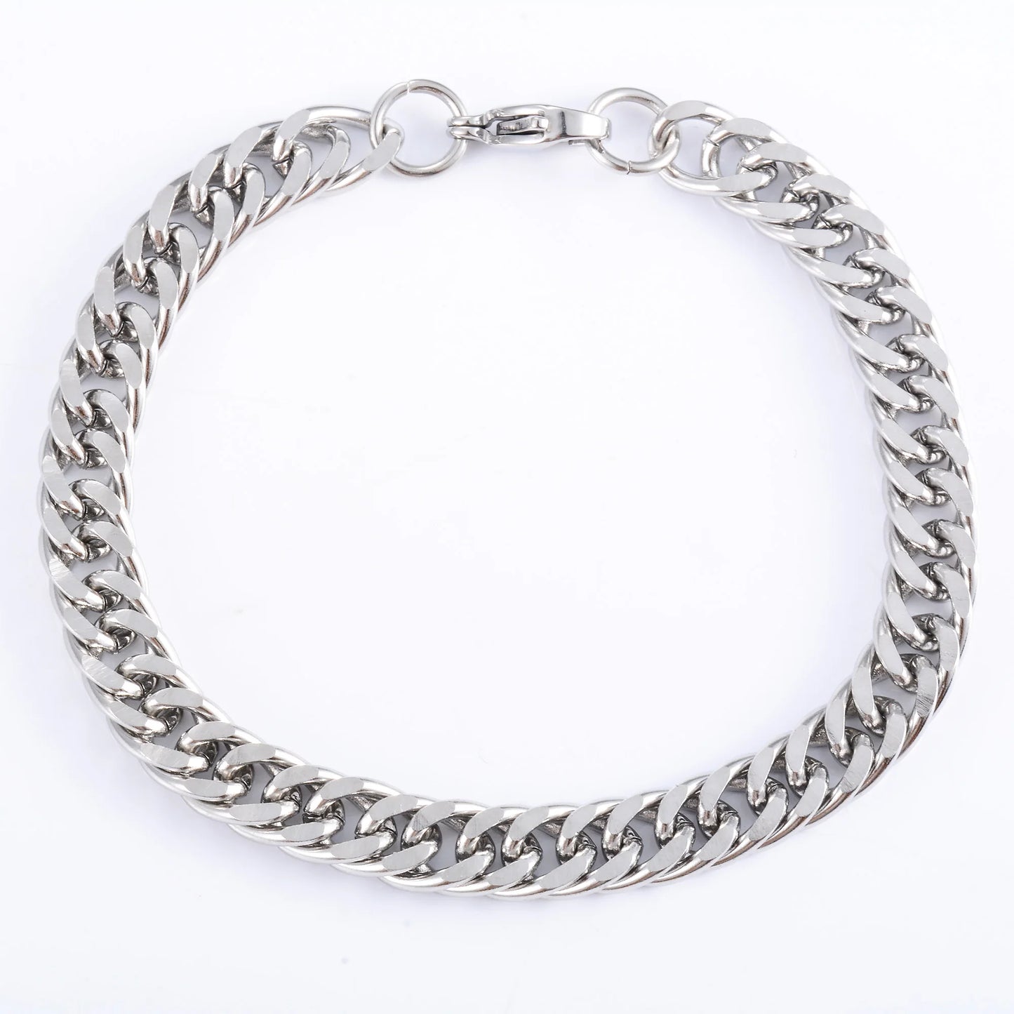 Herren Edelstahl Kubanische Panzerkette Link Armband für Punk Hiphop Junge Silber Farbe Armband Metall Schmuck Zubehör Geschenk