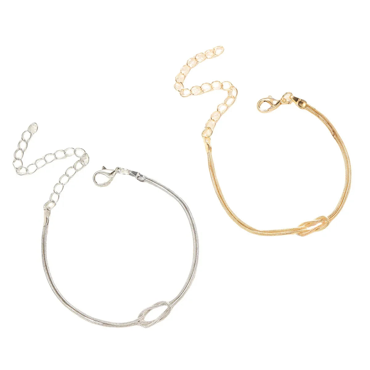 Lats einfache Metall handgemachte Knoten Paar Armband für Frauen Männer Gold Silber Farbe Valentinstag Modeschmuck Geschenke