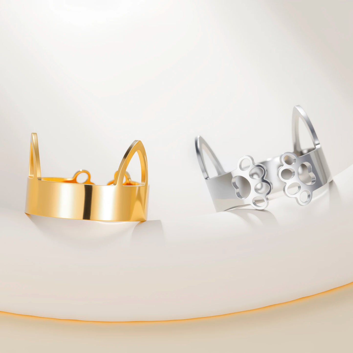Cazador Niedliche Katze, Kätzchen, Ohren, Pfoten, Fußabdrücke, Damenring, Edelstahl, Tier, verstellbare Fingerringe, Party-Schmuck, 2025, Geschenk