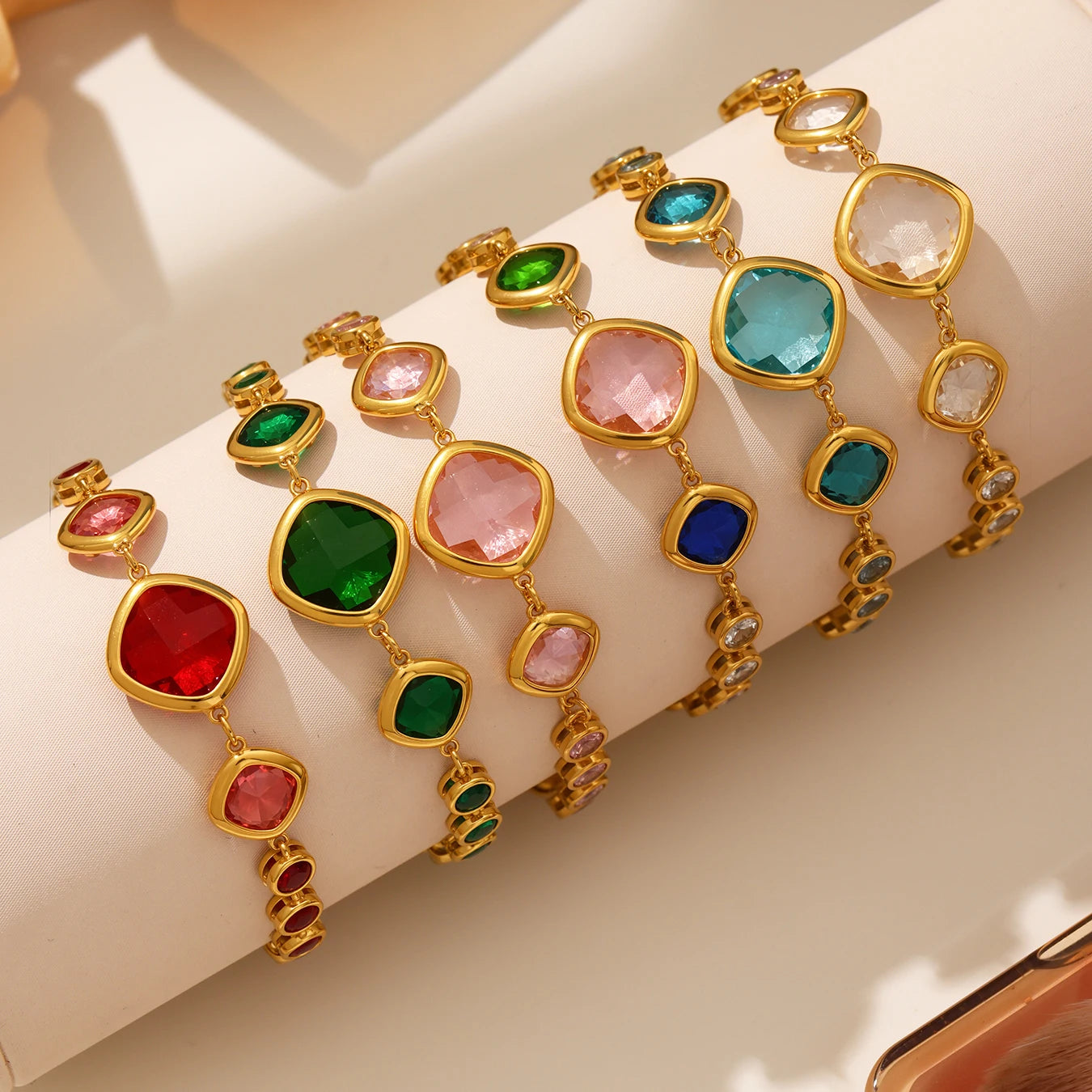 Nivora Hohe Qualität Quadrat Runde Glas Armband Fußkettchen Für Frauen Edelstahl Kette Armband Frauen Hochzeit Engagement Schmuck