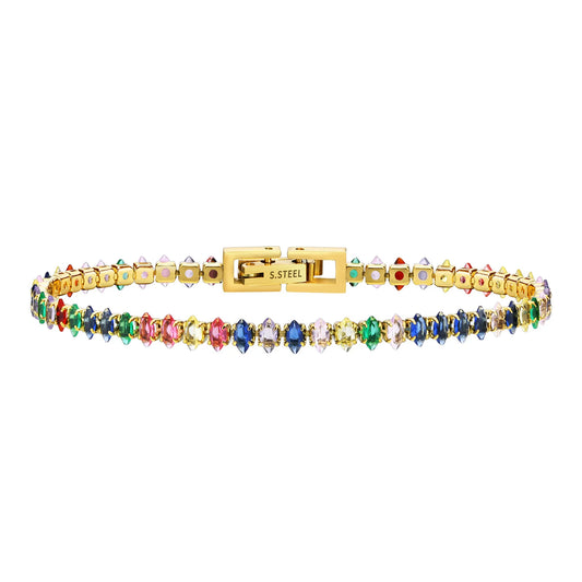 Bunte Tennis armband Frauen, Zirkonia Kette, Edelstahl cz Link, Freundin Mutter Geschenk