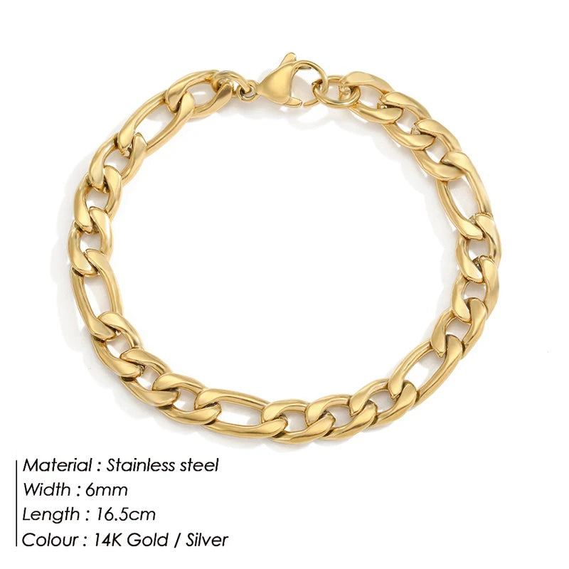 eManco Figaro-Kettenarmband für Damen, Edelstahl, vergoldet, schlichter Handschmuck im Großhandel