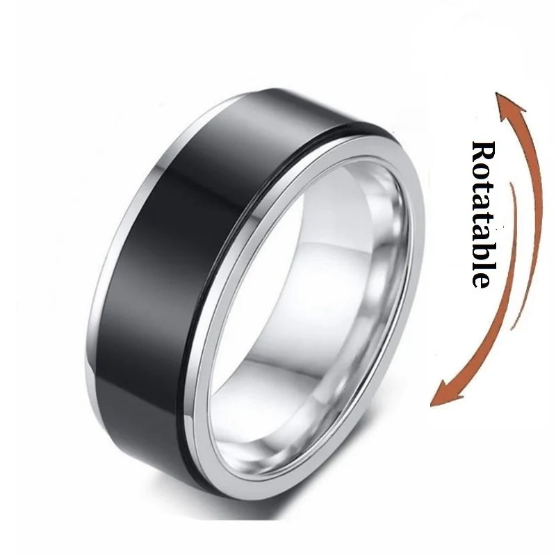 Kristall Angst Relief Spinning Ring Für Paare Edelstahl Frei Drehen Fidget Spinner Metall Ringe Anillo Antiestres