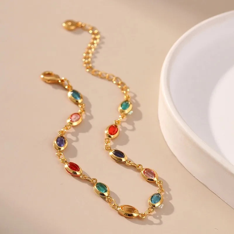 Elegantes 18 Karat vergoldetes buntes Strass-Perlen-Armband für Frauen, 2025, neuer Trend, Armbänder, Party-Schmuck, Geschenke