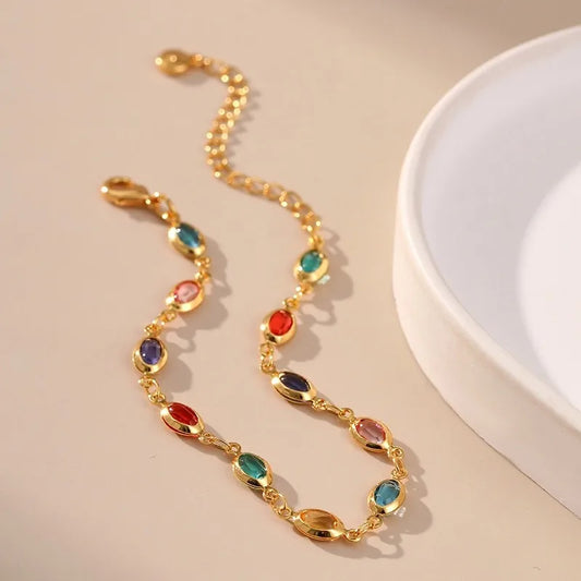 Elegantes 18 Karat vergoldetes buntes Strass-Perlen-Armband für Frauen, 2025, neuer Trend, Armbänder, Party-Schmuck, Geschenke