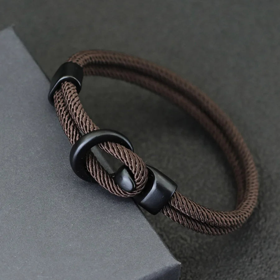 Noter Neue 2 Teile/satz Männer Armband Set Doppel Schicht Seil Nautischen Armband 6mm Schwarz Onyx Stein Armband Freizeit Zubehör pulseria