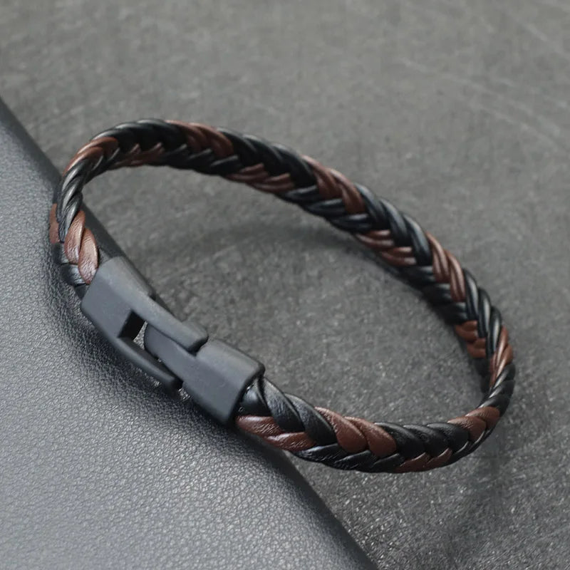 Noter Neue Männer Leder Armband Handgemachte Weaven Einfach Haken Punk Armband Homme Freizeit Zubehör Hiphop Rock Armband Pulseira