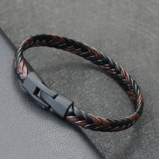 Noter Neue Männer Leder Armband Handgemachte Weaven Einfach Haken Punk Armband Homme Freizeit Zubehör Hiphop Rock Armband Pulseira