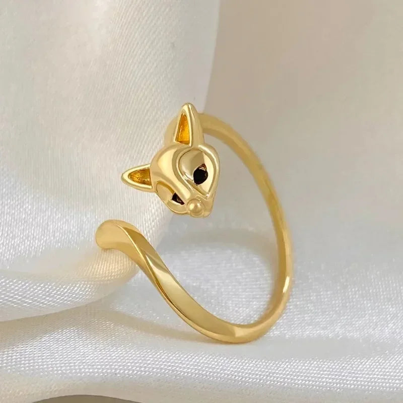 Kreativer, fuchsförmiger, verstellbarer Ring mit Öffnung für Damen und Herren, Vintage-Tierringe, Hip-Hop-Metallschmuck, Zubehör, Alem Itt