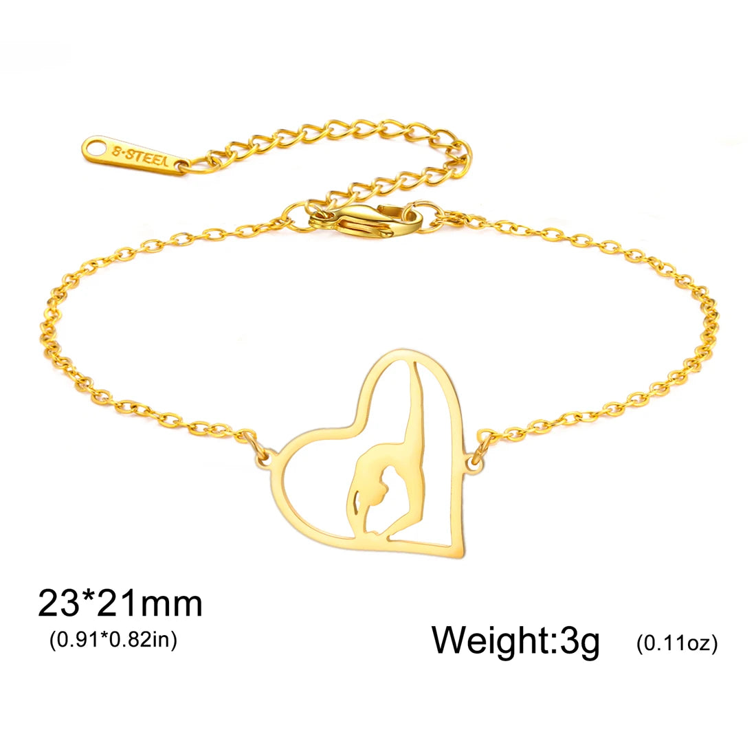 EUEAVAN Edelstahl Gymnastik Armbänder für Frauen Mode Herz Tänzerin Sport Armband Geburtstag Party Schmuck Großhandel