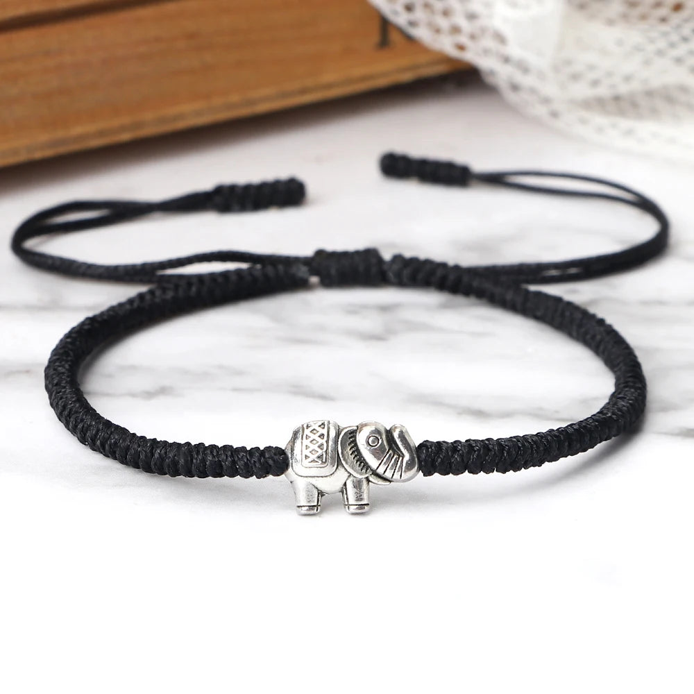 Retro-Elefant-Armbänder, glückliches geflochtenes Kettenarmband für Damen und Herren, viel Glück, Freundschaft, Wunsch-Geschenk, Schmuck, handgefertigt, verstellbar