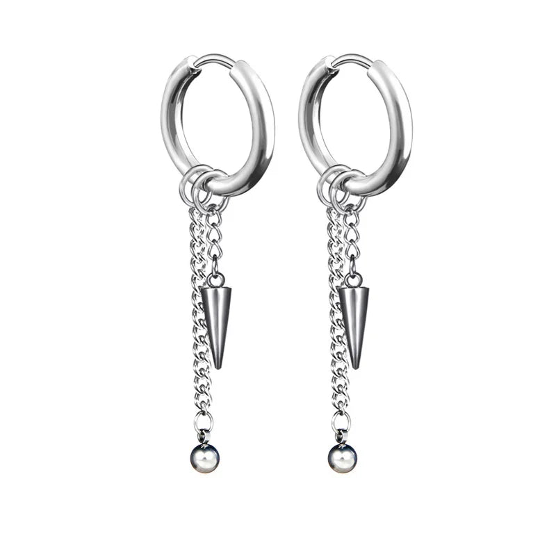 Neueste 1 Paar Edelstahl Kreuz Anhänger Baumeln Lange Quaste Unisex Creolen Männer/Frauen Punk Gothic Schmuck Beste Geschenke