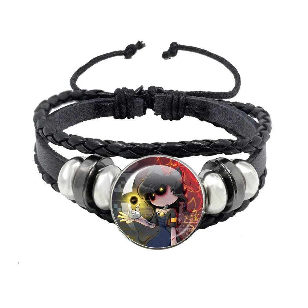 Murder Drone Uzi x N Cartoon Cabochon V Fan Art Armbänder Kunst verstellbares Lederseil Armband Armreifen handgefertigte Schmuckgeschenke