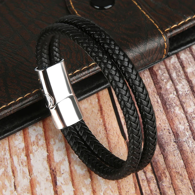 2025 NEUE Echtes Leder Armbänder & Armreifen für Männer Frauen Doppel Schicht Leder Seil Armband Handgemachten Schmuck Homme Pulseras