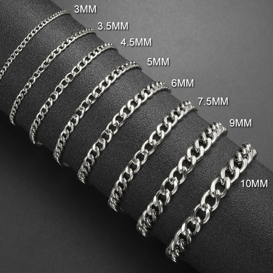 My Shape Mode kubanische Kette Männer Armband Edelstahl 3//9mm Breite Kette Armbänder Figaro Kette Junge Handgelenk Schmuck Paar