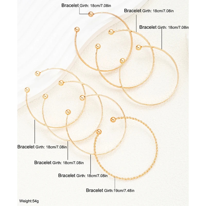 7 Teile/satz Punk Gold Farbe Armbänder für Frauen Streetwear Goth Herz Drucke Metall Design Offene Armreif Mode Schmuck Geschenke 2024