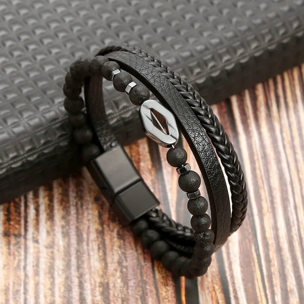 Heiße Mode Perlen Leder Armband Männer Klassische Tigerauge Perlen Multi Schicht Leder Armband Für Männer Schmuck 2023 Geschenk