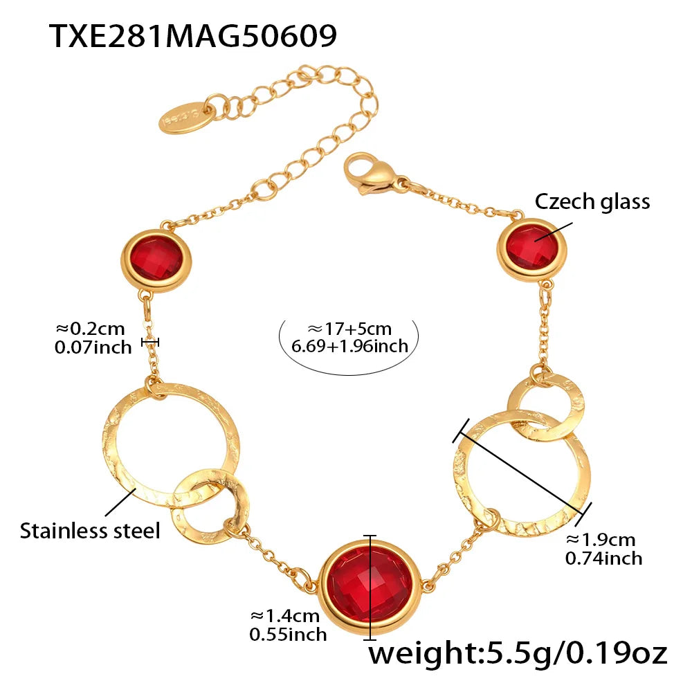 Kettenarmband aus 316L-Edelstahl mit glänzendem, facettiertem tschechischem Kristallglas für Damen. Hochwertige Luxus-Edelstein-Damenarmbänder