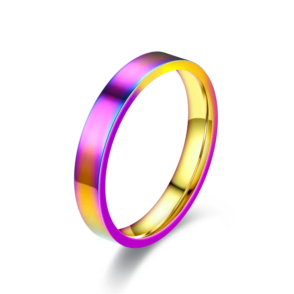 4mm Einfachheit Flache Edelstahl Ringe Japanische Koreanische Mode Glänzend Titan Stahl Finger Ringe für Jugend Junge Mädchen Schmuck