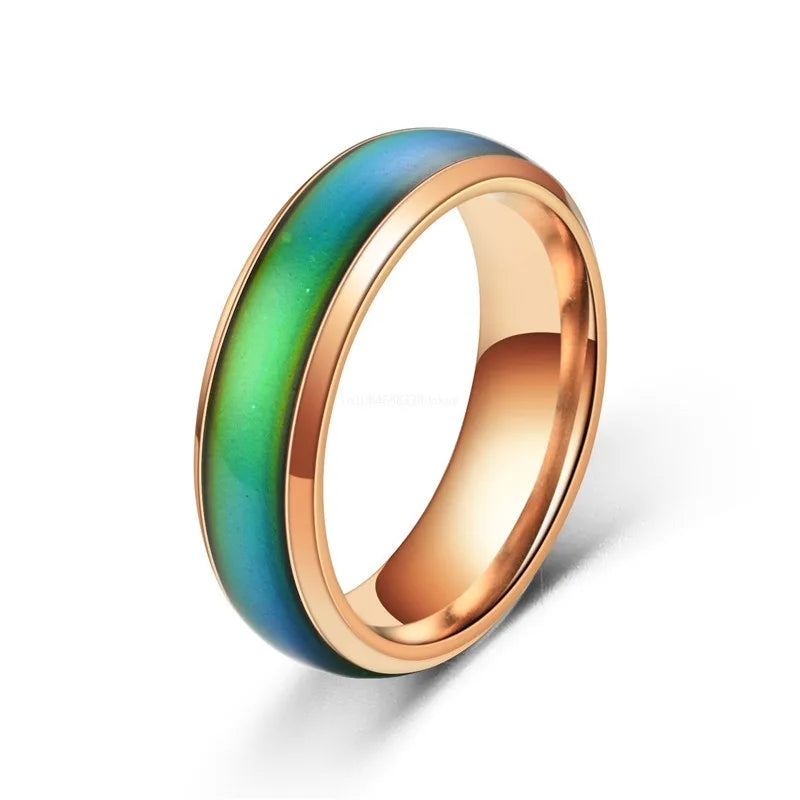 1 stücke Edelstahl Stimmung Ring Ändern Farbe Ringe Emotion Gefühl Temperatur Ring für Frauen Männer Paare Ringe Mode Schmuck