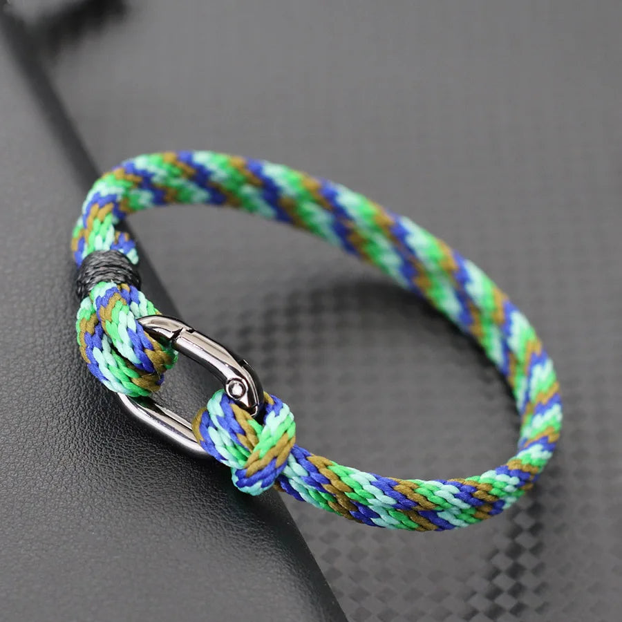 Ethnische handgemachte Seil Armband Männer abnehmbare Bergsteigen Schnalle 4mm Doppelschicht Strand Surfen nautische Wrap Seil Armband