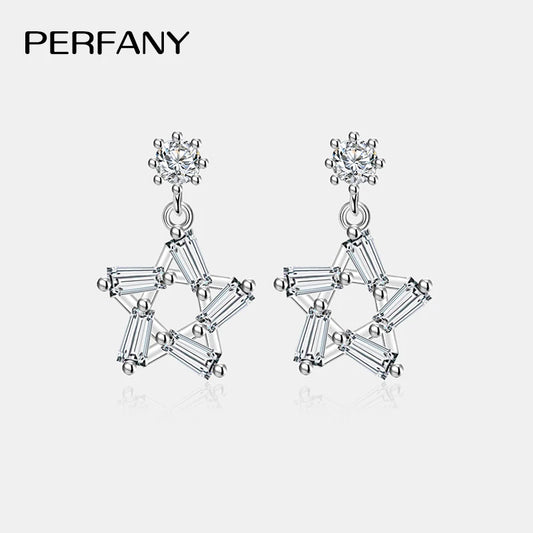 PERFANY 0,2 CT Moissanit Tropfen Ohrring Frauen S925 Reinem Silber Stern Design Labor Diamant Mode Schmuck Party Geschenk