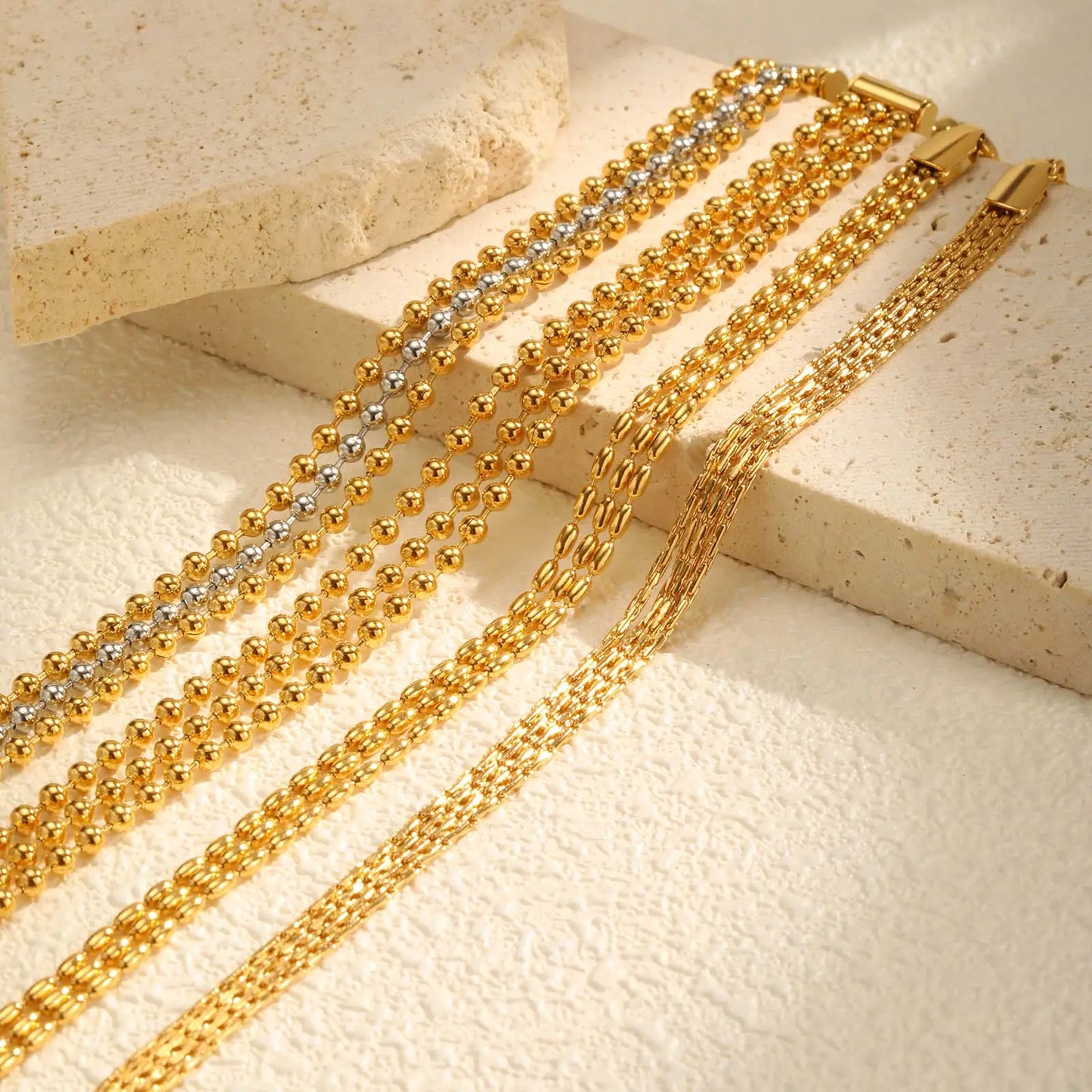 Klassisches mehrschichtiges Perlenkettenarmband, Damenarmbänder aus Edelstahl, trendiger Schmuck als Muttertagsgeschenk