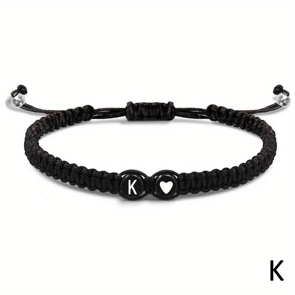 Buchstabe Initiale Herzschnur Armband Handseil gewebtes Armband Freundin Armband Paar Armband A-Z Name geflochtene Armbänder