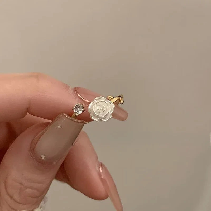 Zirkonia Rose Kirschblüte Tulpe Luxus Zirkon Blume Öffnung Ringe für Frauen Kubisch Einstellbare Finger Ring Hochzeit Schmuck