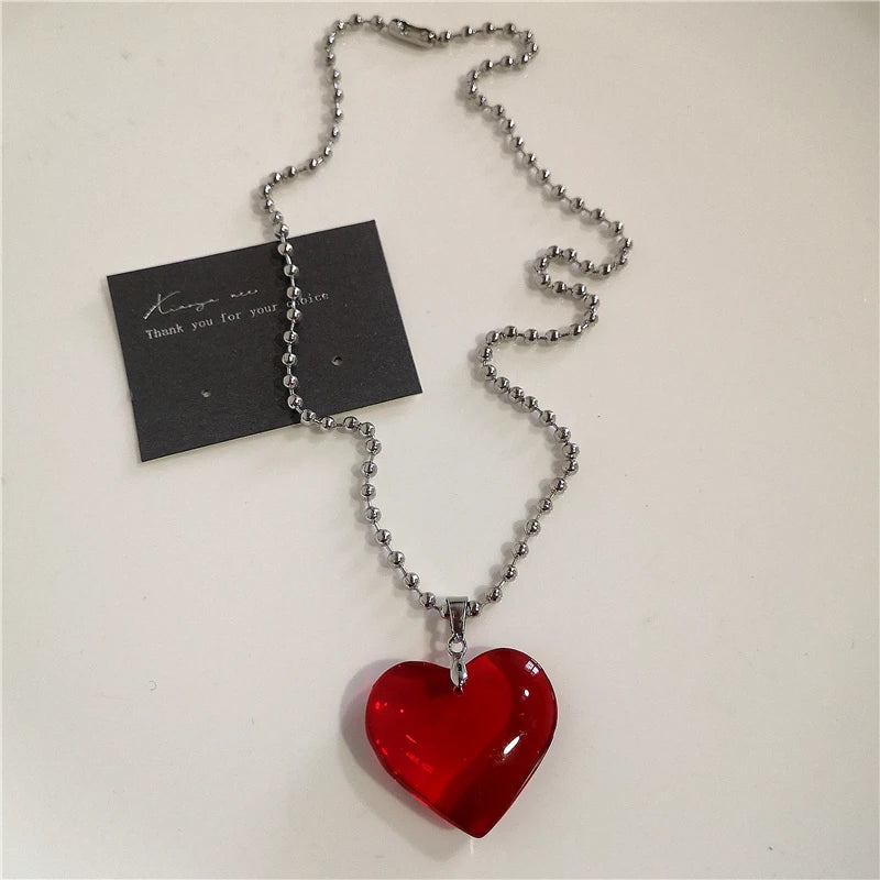 Gothic Rotes Herz Dornen Kreuz Ketten Halskette Für Frauen Männer Hip-Hop Persönlichkeit Trendy Charme Grunge Punk Schmuck Y2k zubehör