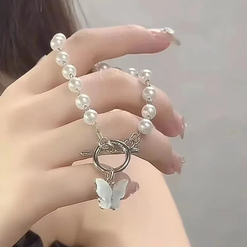 Mode Schmetterling Perle Anhänger Armband Damen Mädchen Trend Charm Armband Festliche Freundschaft Geburtstag Schmuck