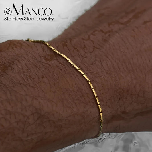 eManco 1,3 mm gehämmertes Drahtketten-Armband aus Weißgold, schlicht, für Herren, kein Farbverlust, wasserdichter Handschmuck