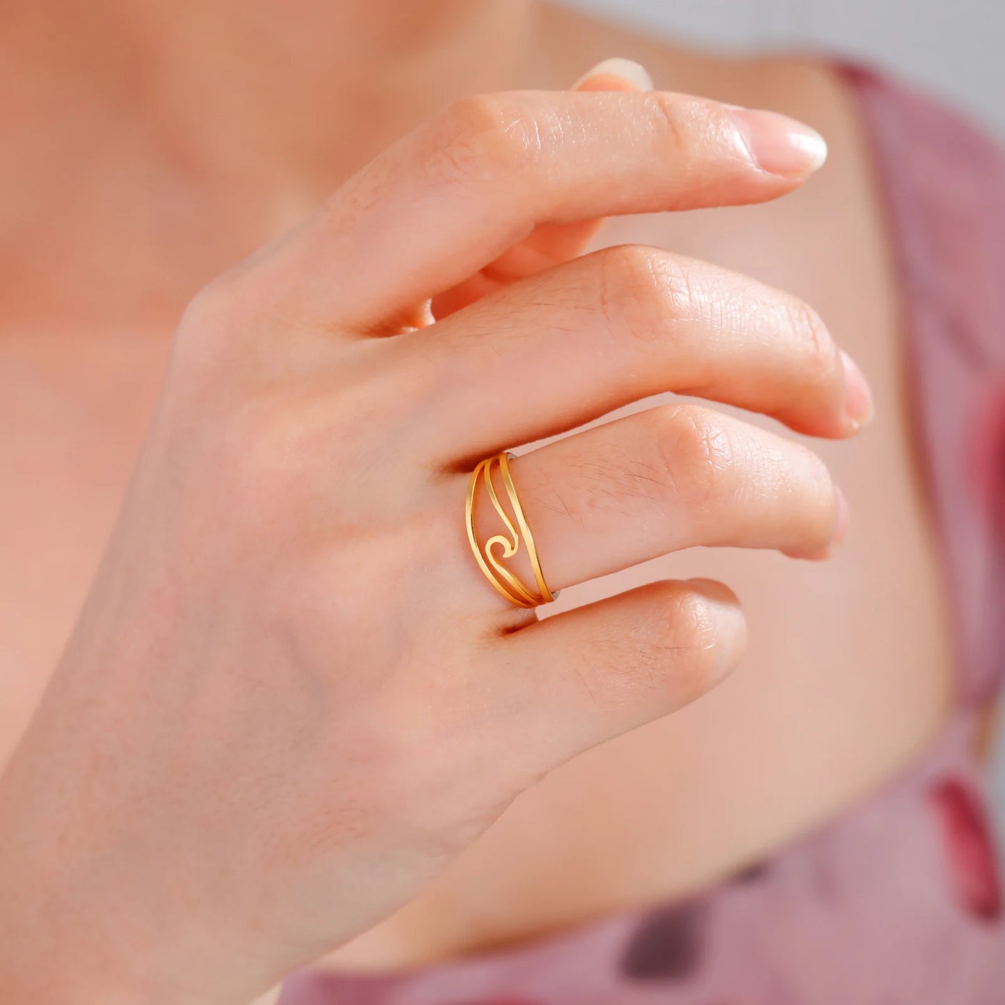 COOLTIME Einfache Meereswellen-Paarringe 2025, Trend Ocean Surf Edelstahl, gepaarte Ringe für Damen und Herren, Hochzeit, Geburtstag, Schmuck